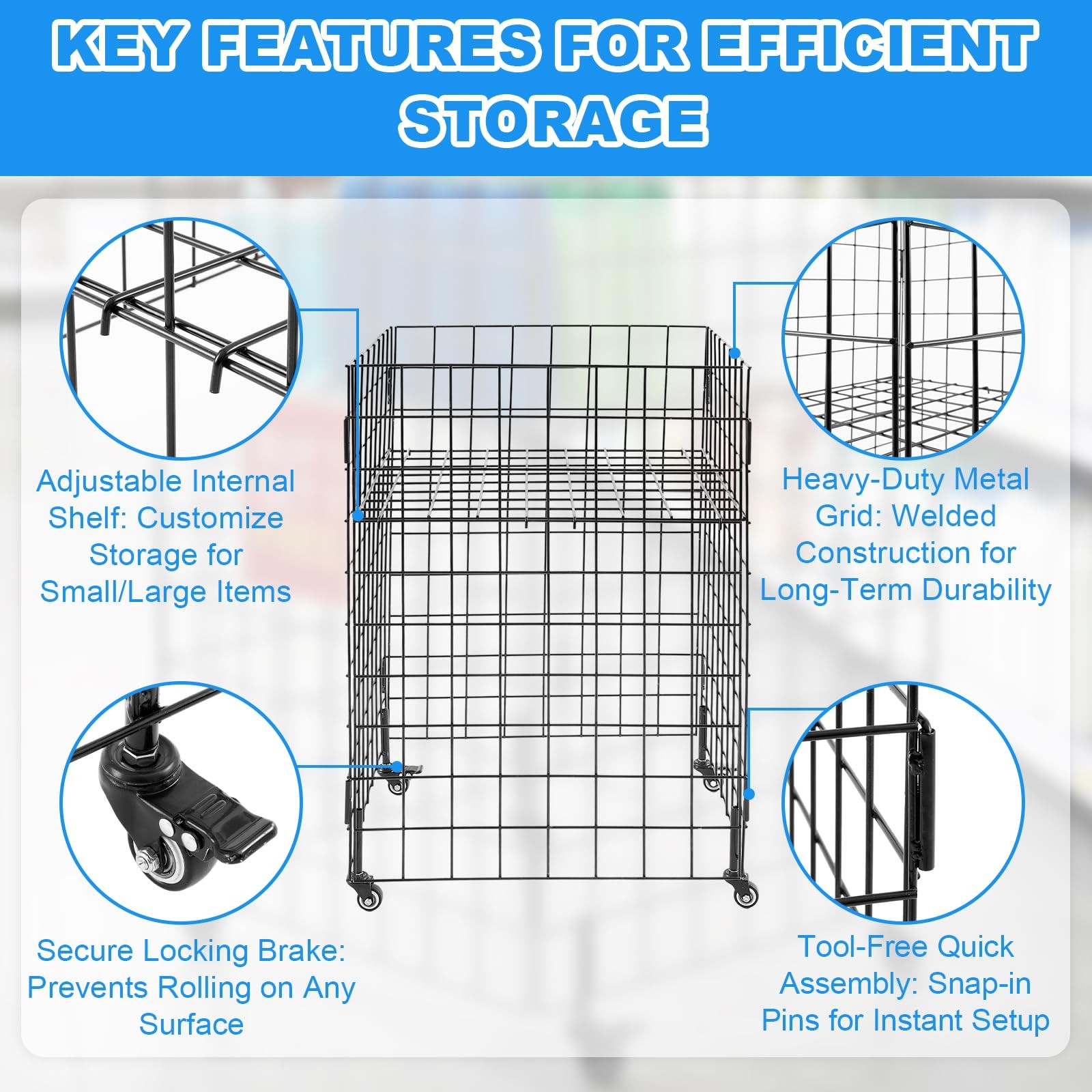 Heavy Duty Metal Rolling Dump Bin with Adjustable Internal Shelf and Locking ...