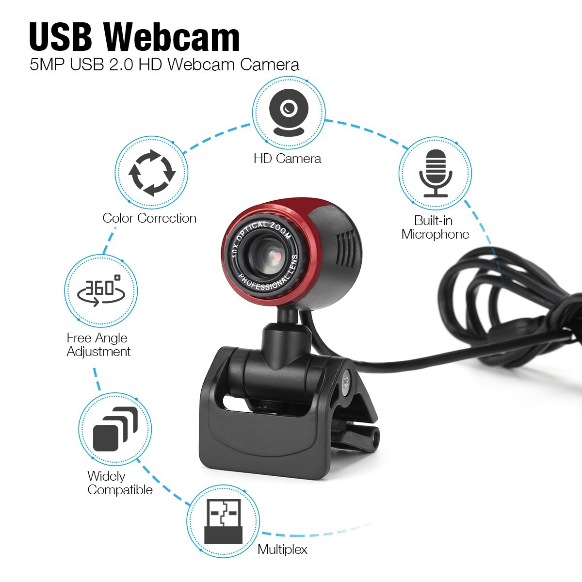 HD 1080P Webcam USB Computer Web Camera W/ Microphone For PC Laptop Desktop