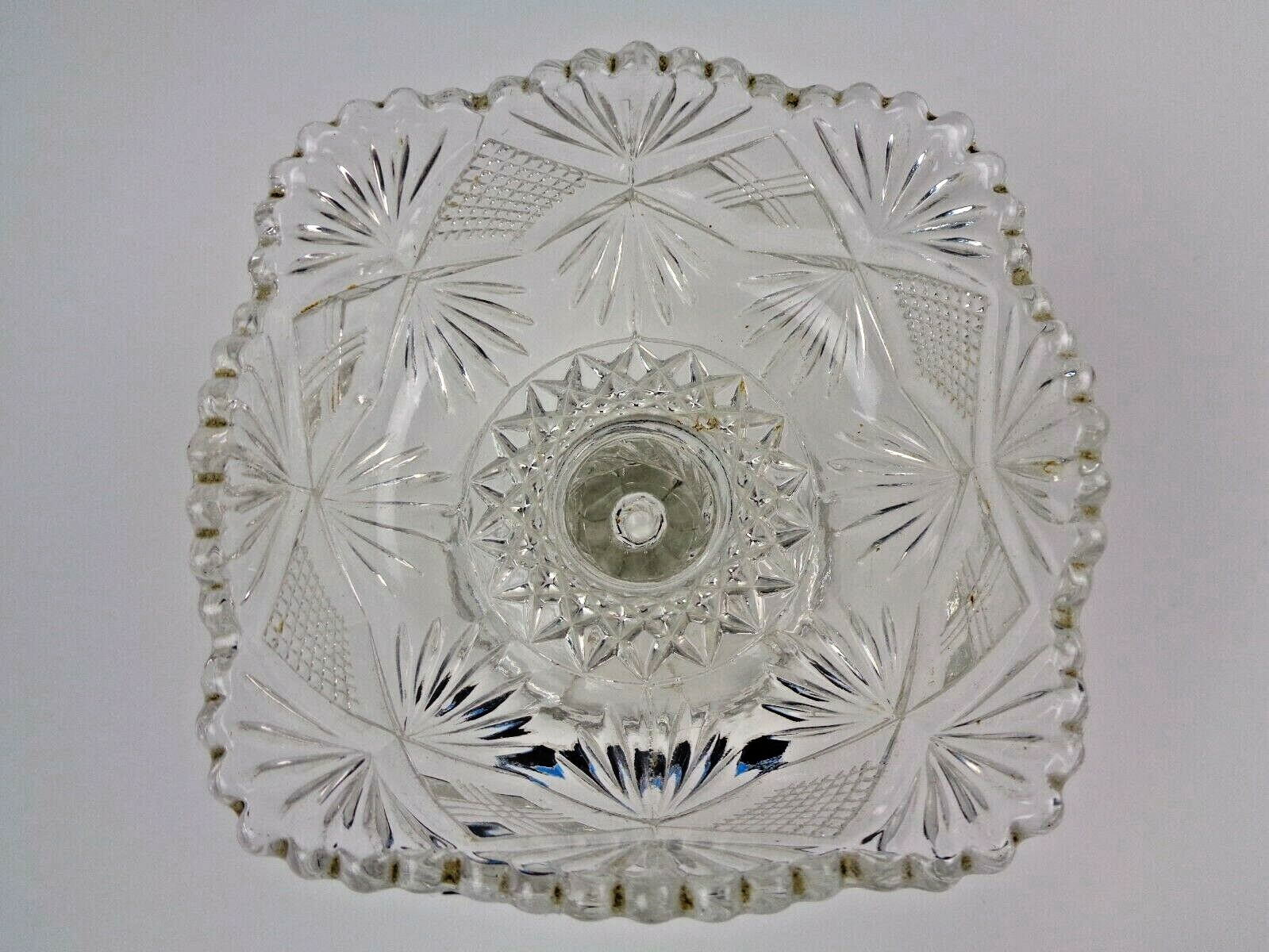 Vintage Cut Glass Candy/Nut Dish- Twisted Stem