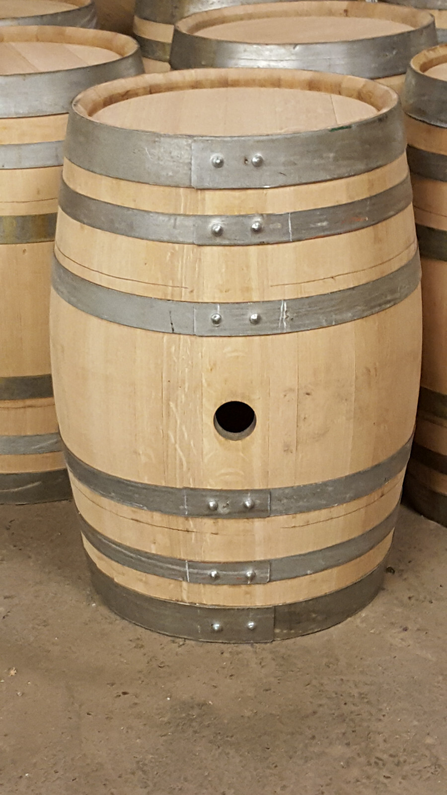 30 Gal. Oak Keg, Wine Barrel for display, side table, end table 30"H x 21"W x 21