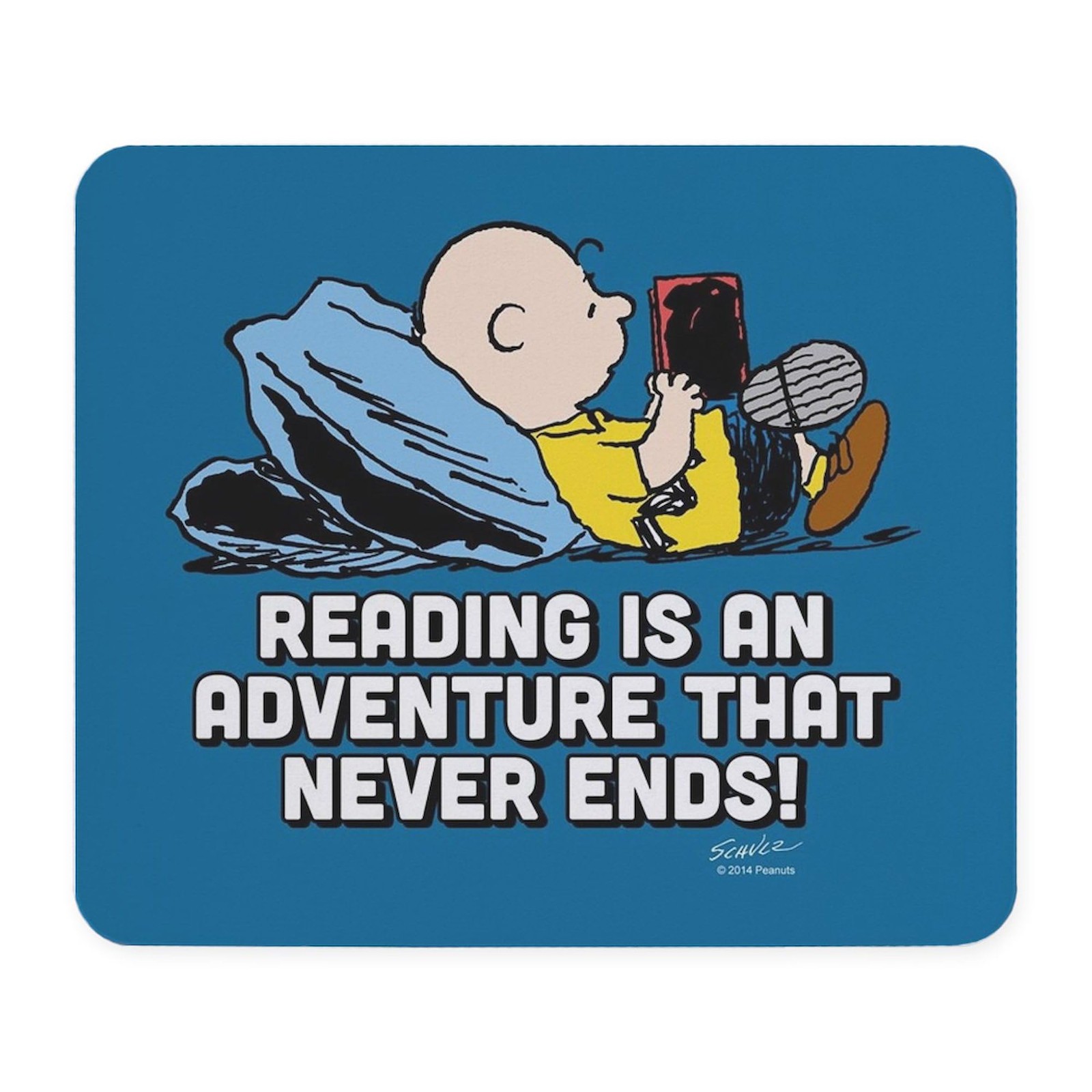 CafePress Charlie Brown Reading is an Adventure Mousepad Non-Slip white