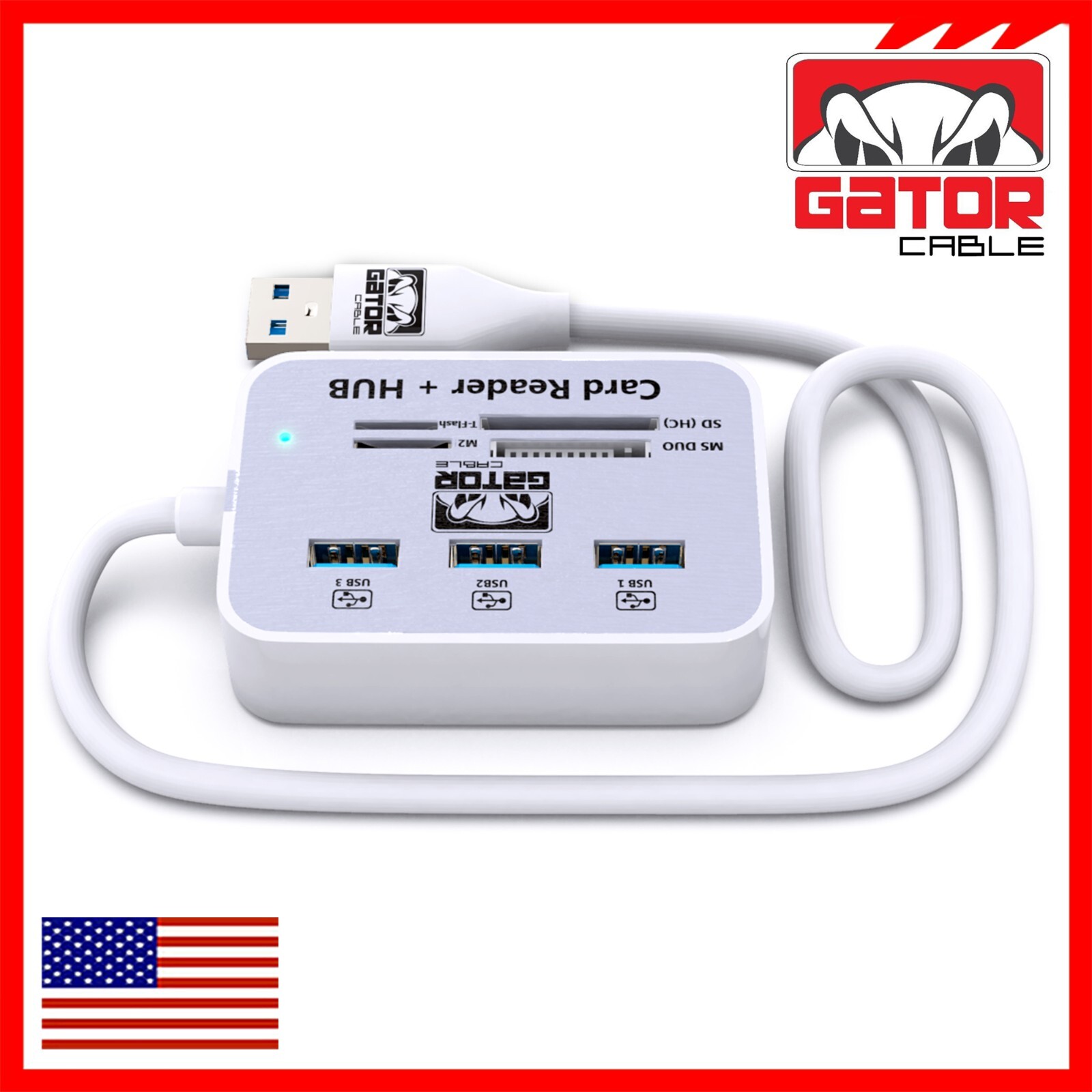 USB 3.1 HUB 3X USB-A 3.0 Port Multi Memory Card Reader MS Micro SD M2 TF Adapter