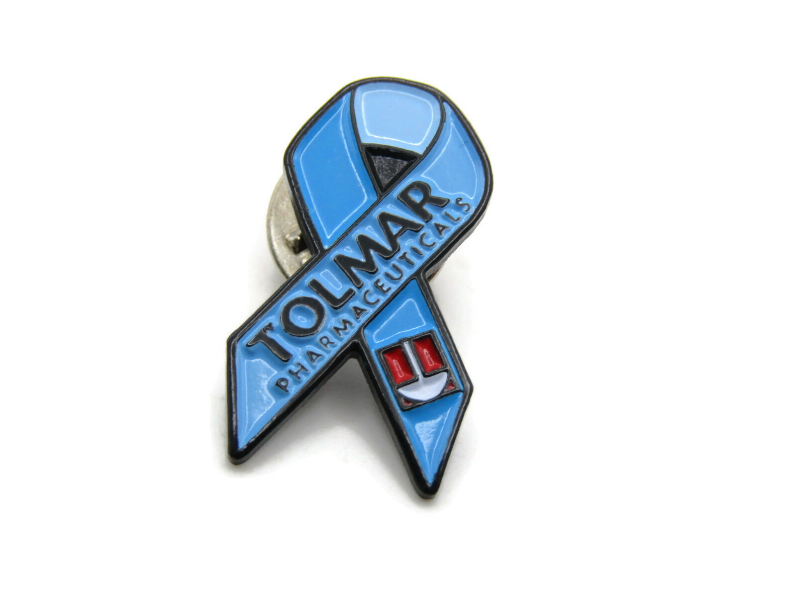 Tolmar Pharmaceuticals Lapel Pin Blue Awareness Ribbon Medical Rep Collectible