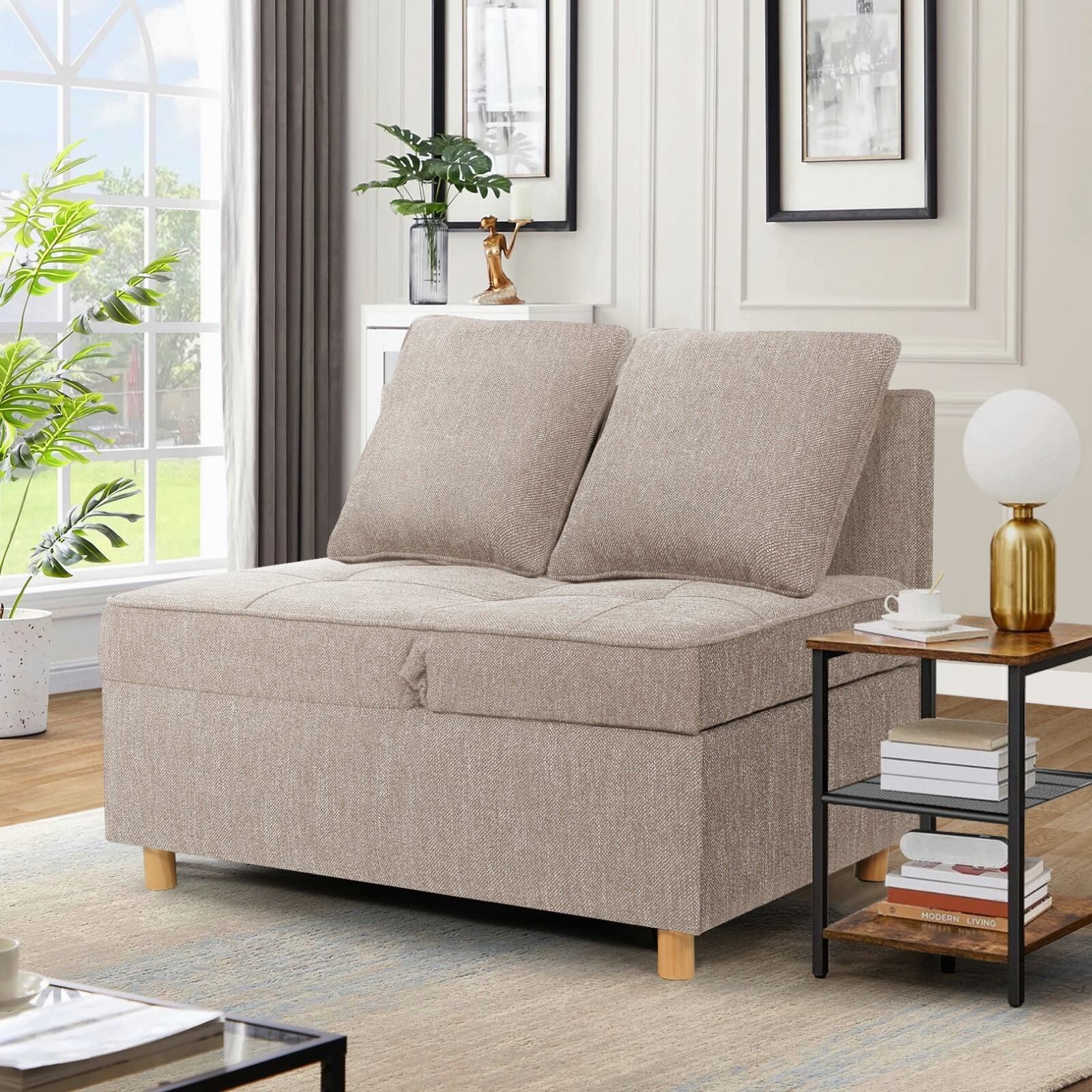 Sofa Bed Folding Ottoman Sofa Bed Chair 4-in-1 Sleeper Sofa Adjustable Backrest