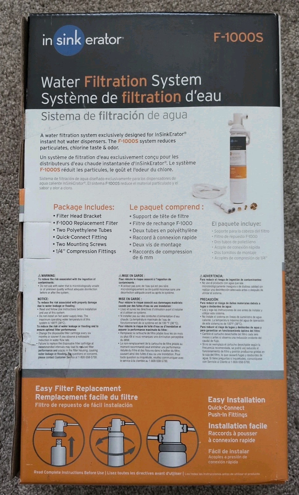 New INSINKERATOR Water Filtration System F-1000S Filter