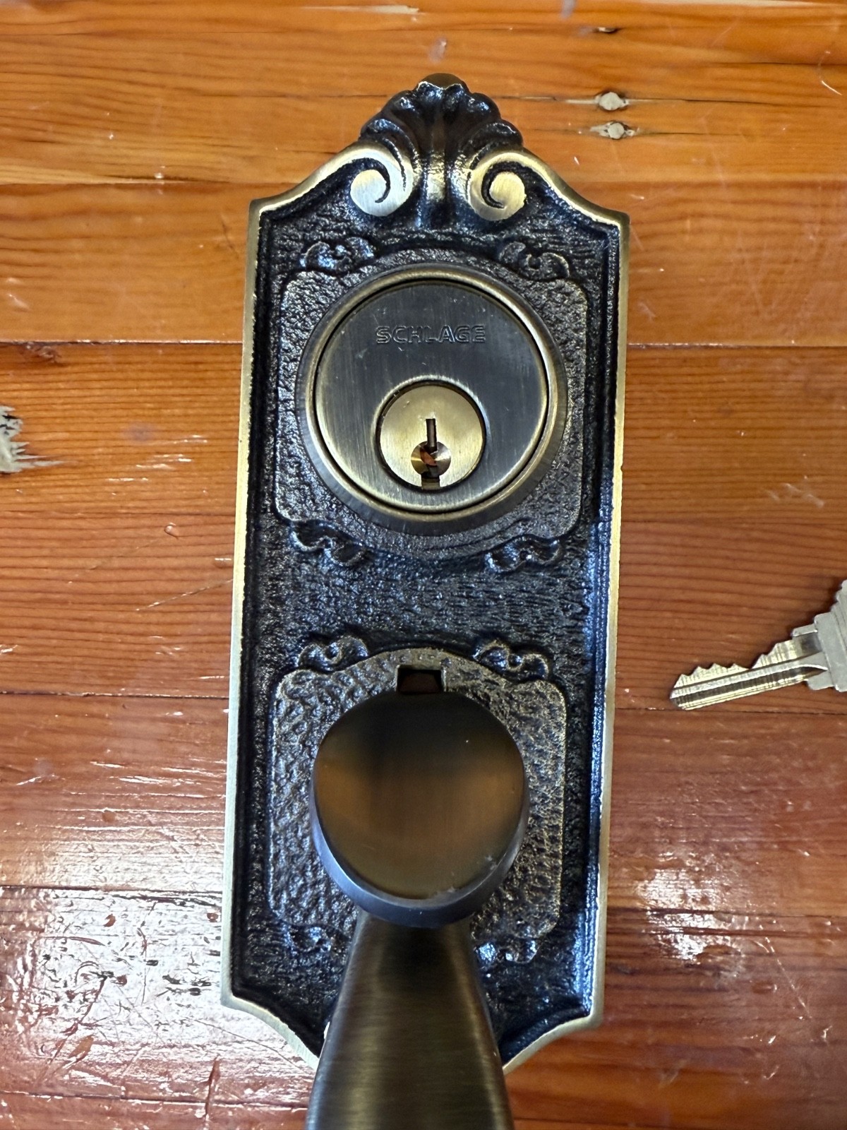Schlage E Series Handleset~Front Entry Door Lock & Handle - Vintage