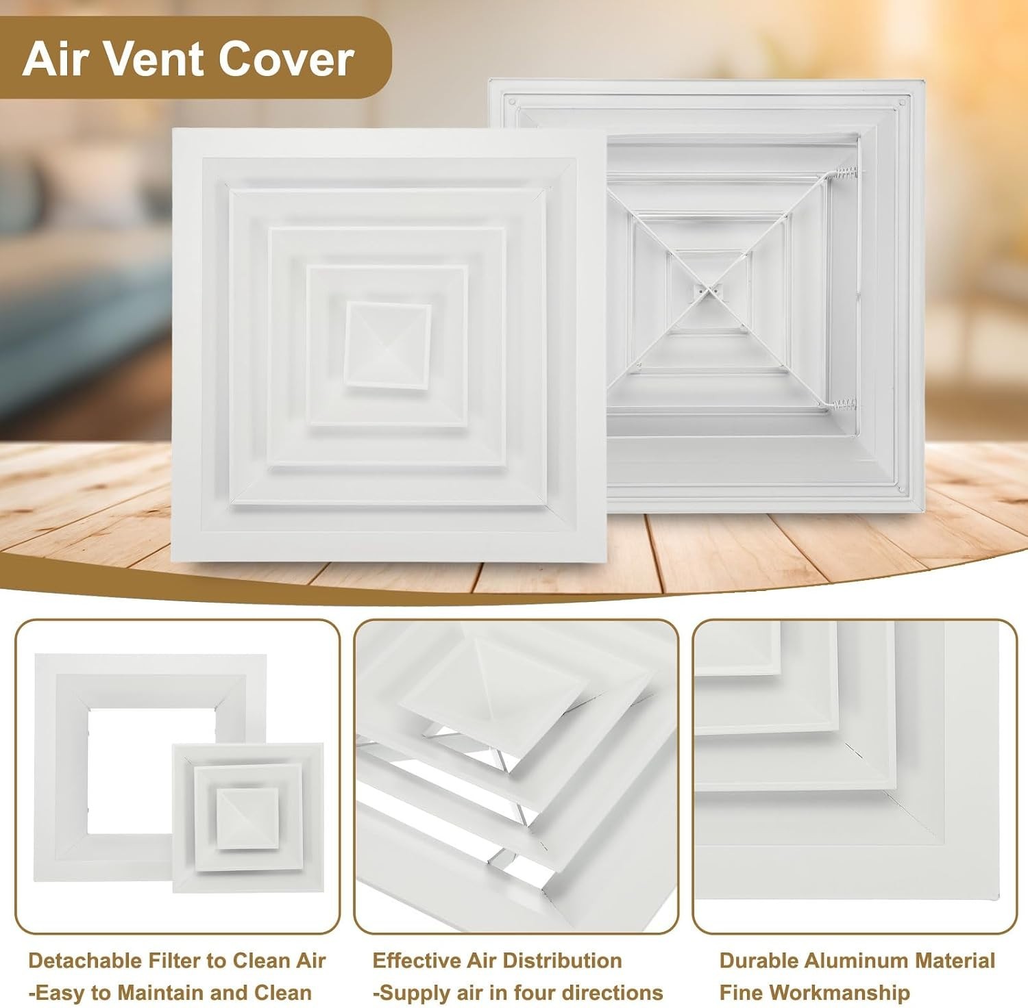 PATIKIL 11" x 11" (Duct Opening) Square Ceiling Diffuser, Aluminum OD 14" x 14"