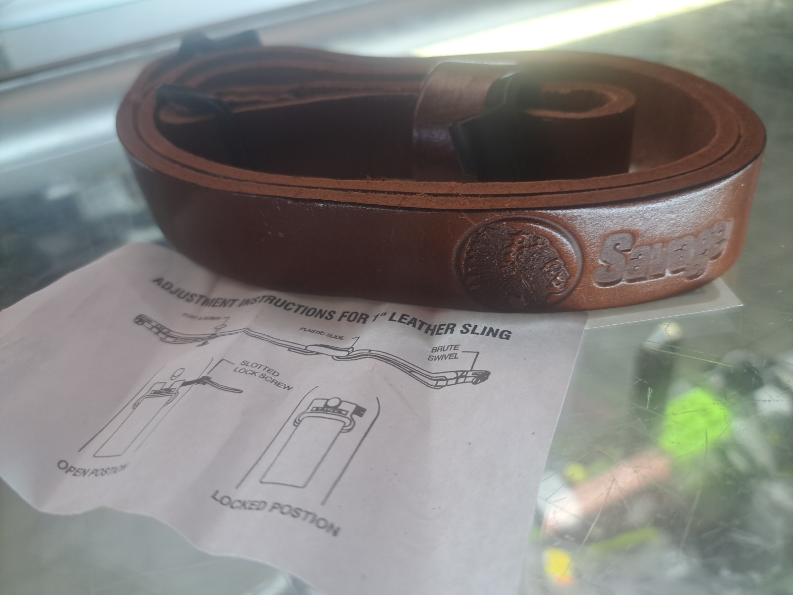 Vintage Savage Marked 1 Inch Brown Leather Rifle Sling