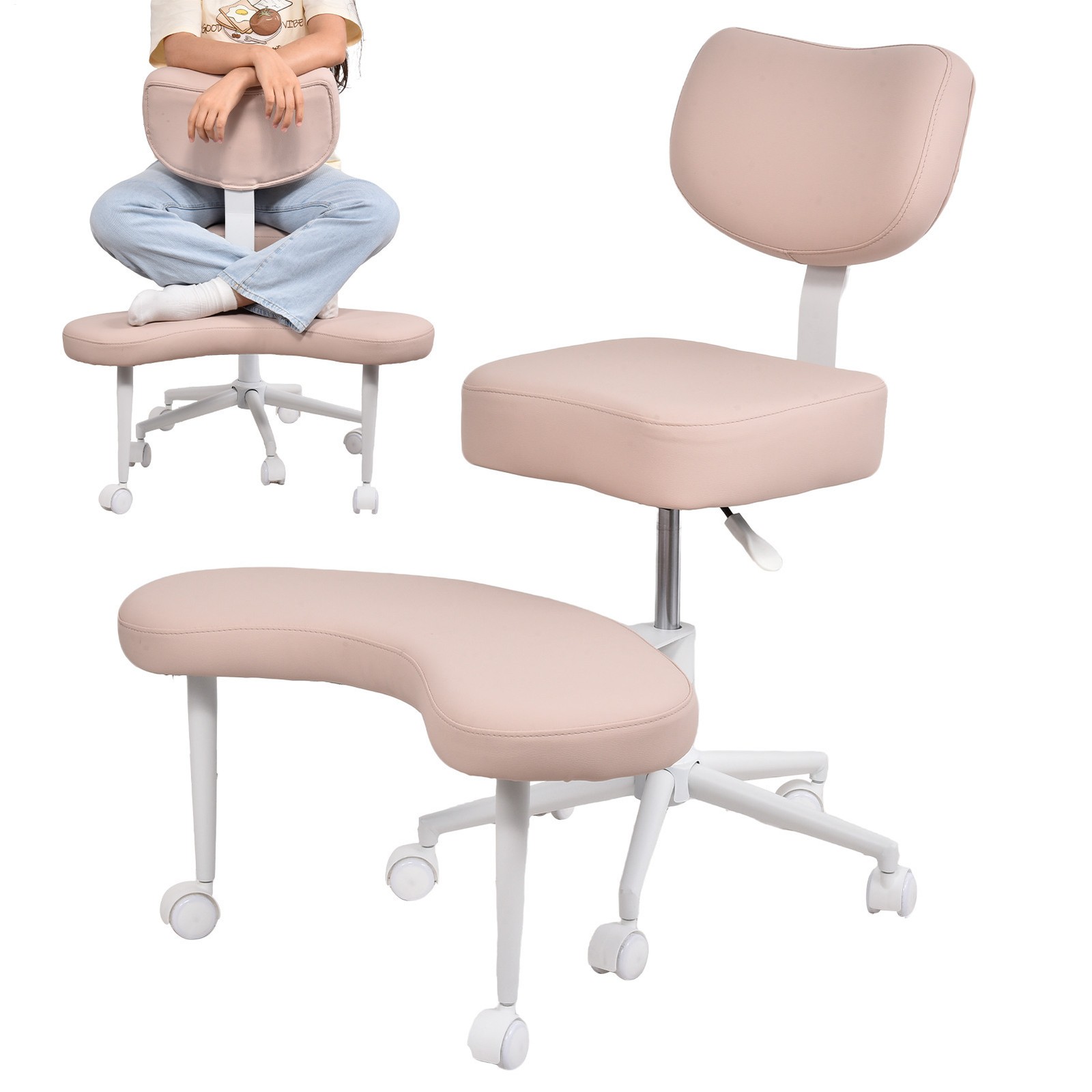 Criss Cross Desk Chair ADHD Meditation Kneeling Yoga Seat Pink
