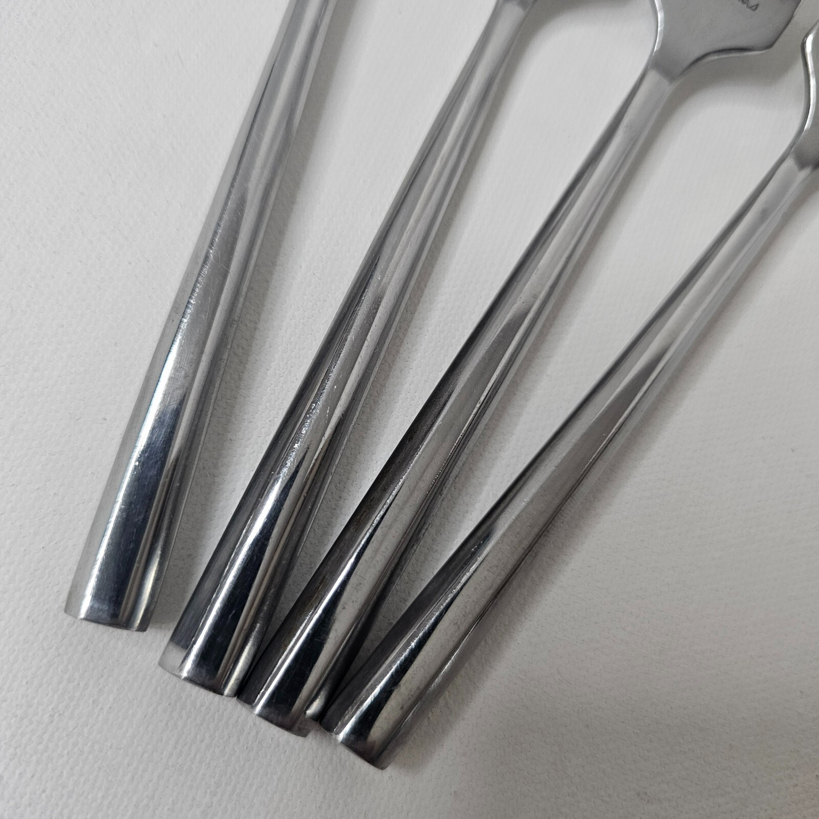 Hampton Salad Fork Stainless Lot of 4 Hexagonal Handle Flatware Glossy