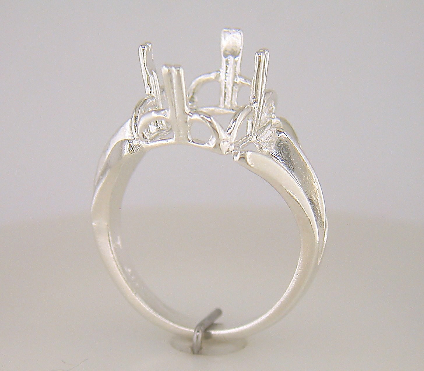 Emerald Cut Regalle Solitaire Ring Setting Sterling Silver
