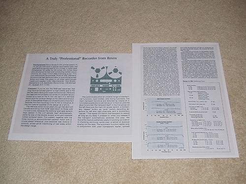Revox A-700 Reel to Reel Review, 2 pgs, 1975, Full Test