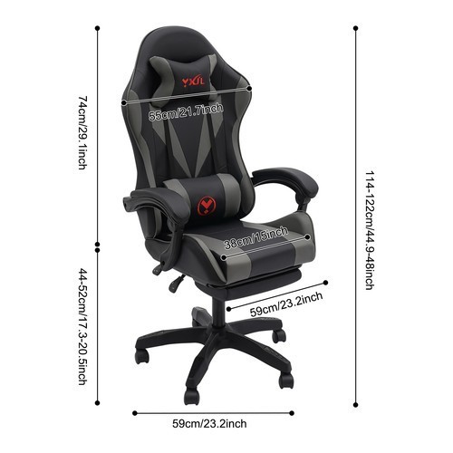 Gaming Chair Bluetooth Speaker Ergonomic Office Chair W/ Lumbar Pillow 5 Wheels