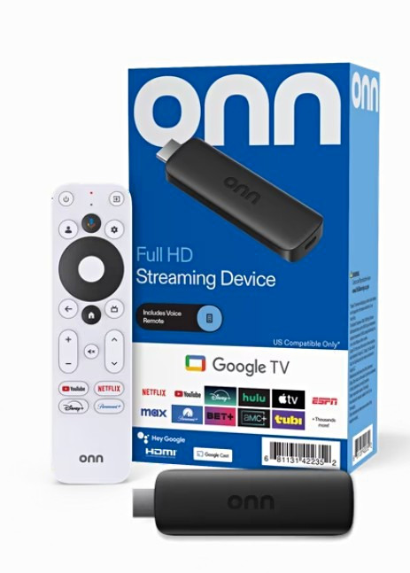 ONN Full HD Streaming Device w/ Google TV, 1080p 8GB HDMI Voice Remote