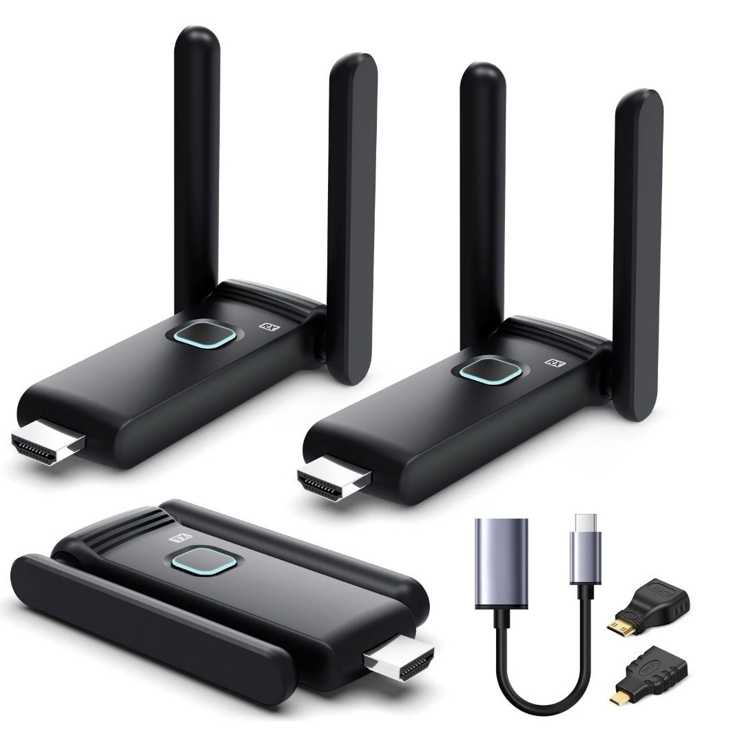 Wireless HDMI Transmitter and 2 Receivers, 4K Plug and Play Extender 2.4/5.8GHz