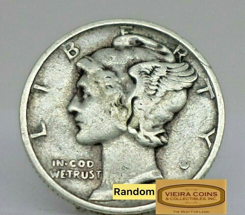 1937 Mercury Silver Dime, Full Date Average Circulated  - #G59