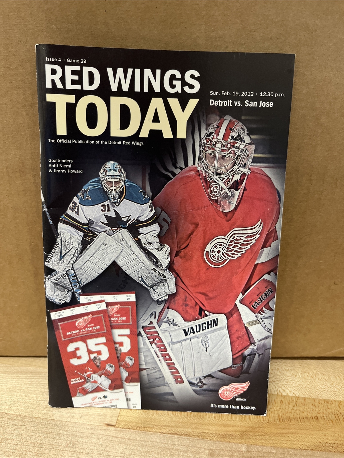 Detroit Red Wings Today 2/19/2012 Program VS San Jose