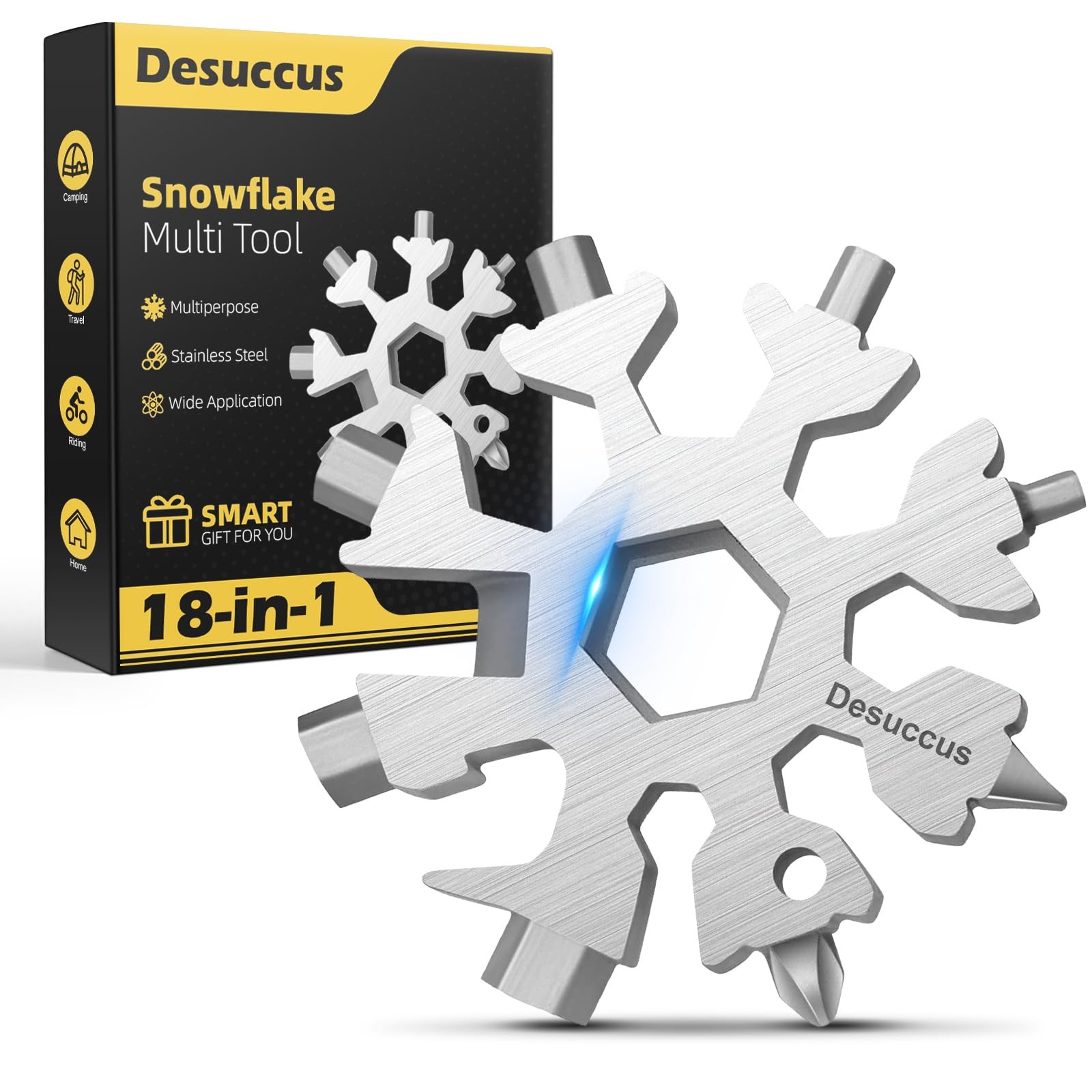 Desuccus 18-in-1 Snowflake Multi Tool Stainless Steel Pocket Keychain EDC