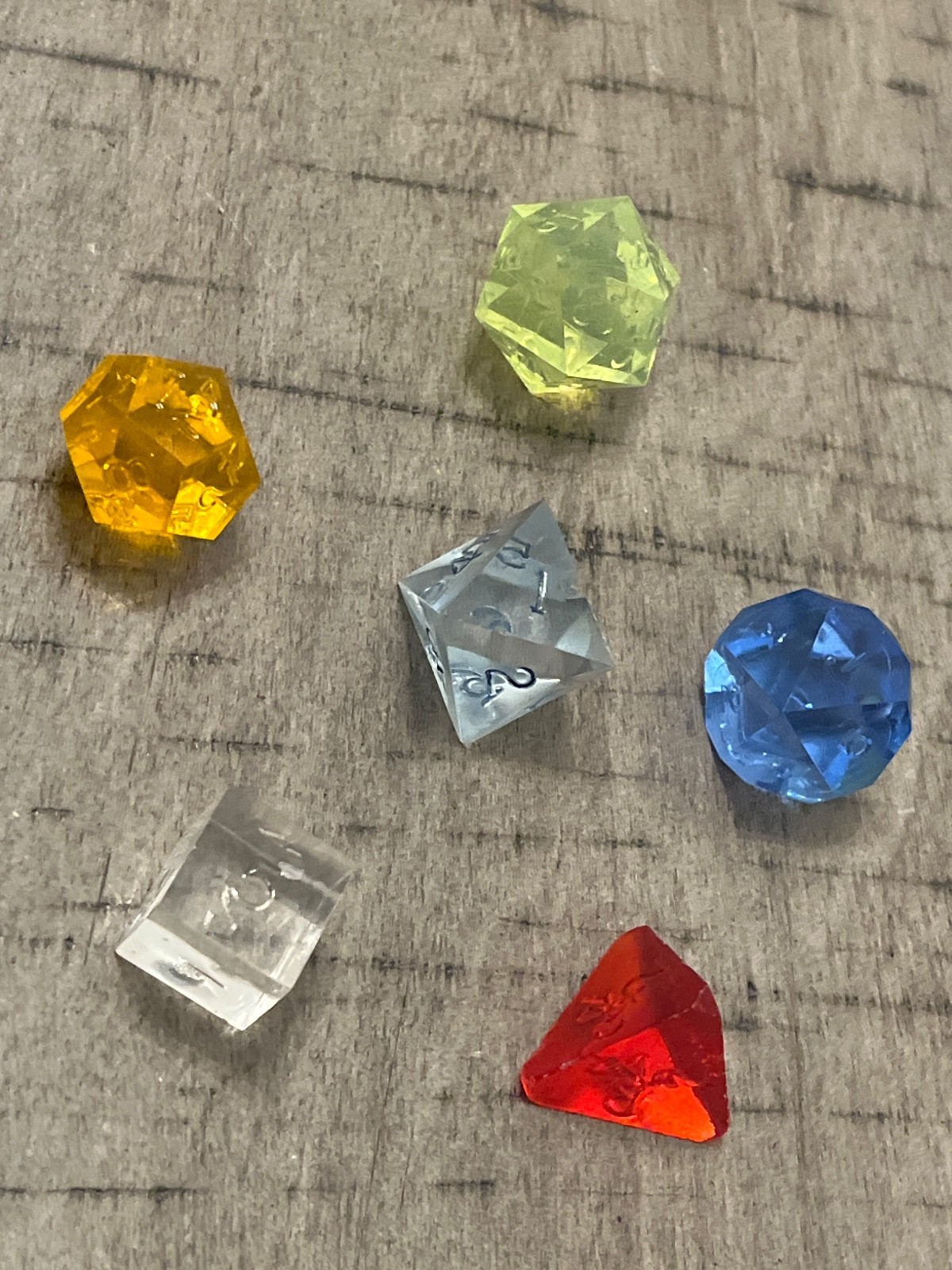 Early vintage Gamescience set colorful gem rpg ad&d dice 092023@