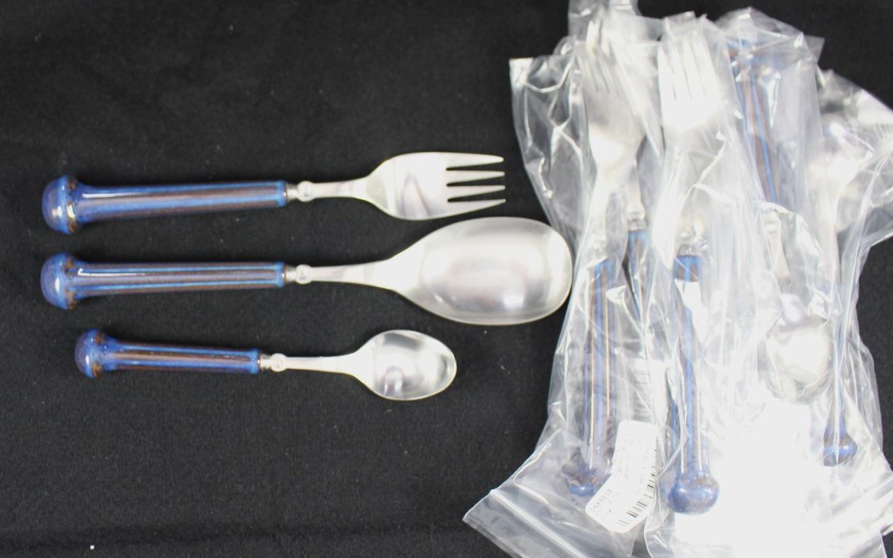 Denny Regency Blue Stainless 11-Piece Assortment Forks Teaspoons Serving Spoon