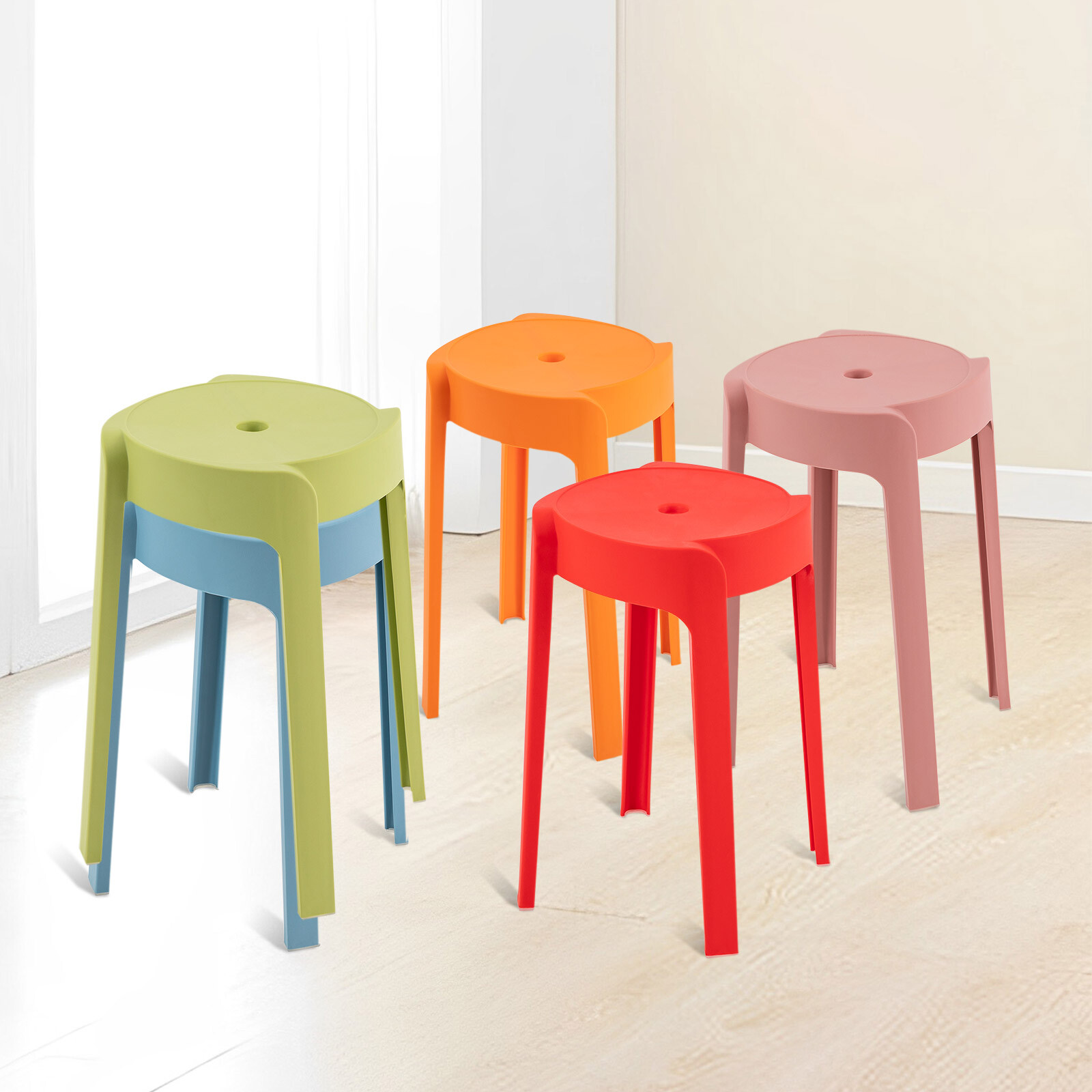 Plastic Stool Adult Thickened Bench Home Living Room Stacking Dining Table New