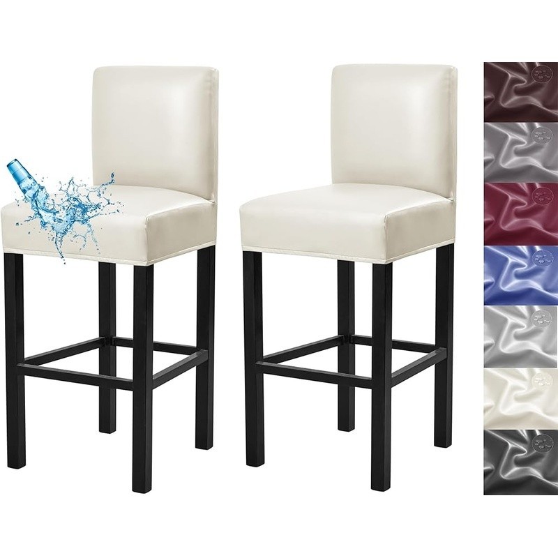Waterproof Stretch PU Bar Stool Covers Slipcovers Easy Fit Home Dining Kitchen