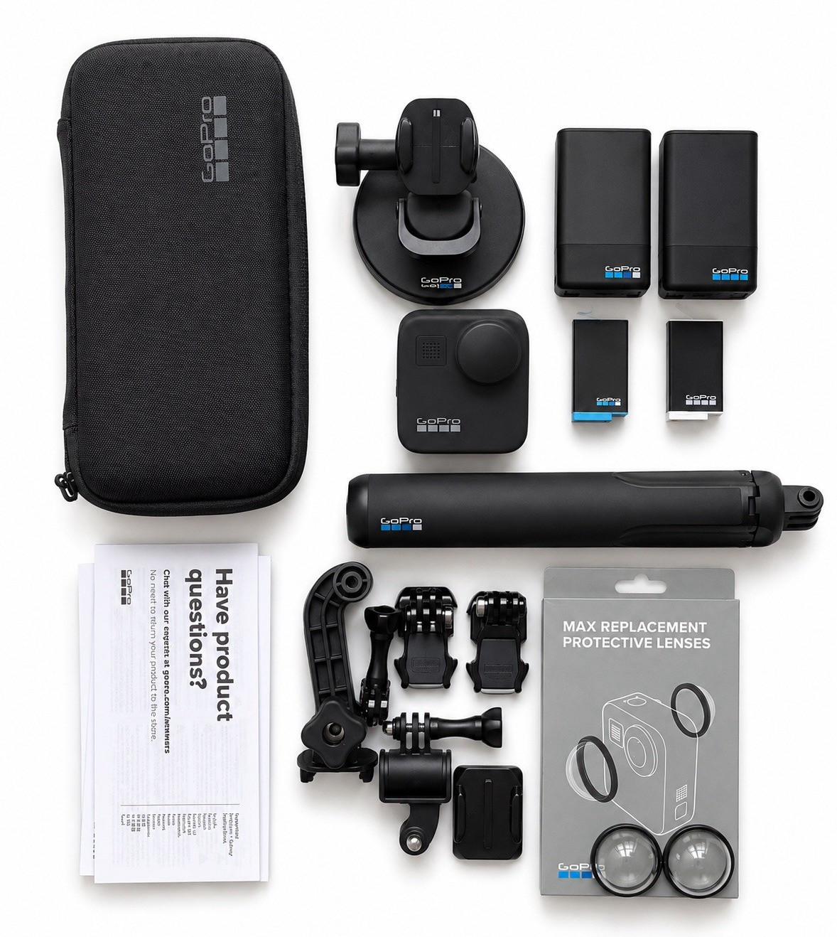 GoPro MAX 360 Camera Accessory Bundle w/ Carry Case, Mounts, Batteries & Lenses