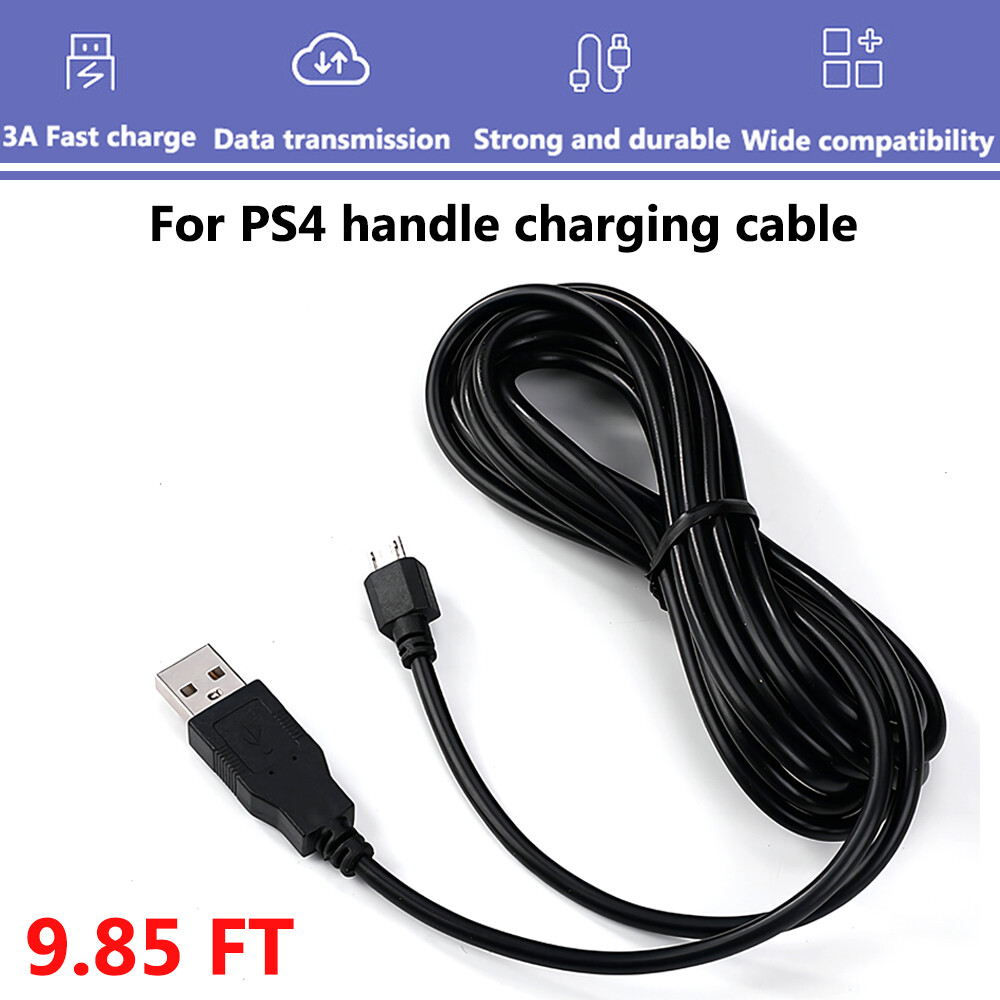 USB Charging Cable 9.85FT Fast Charge Cord For PS4 Wireless Controller