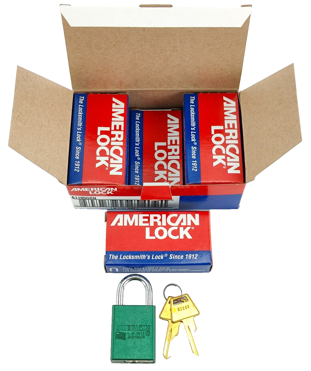 **6 pack** AMERICAN LOCK A1105GRN Lockout Padlock, Green NEW