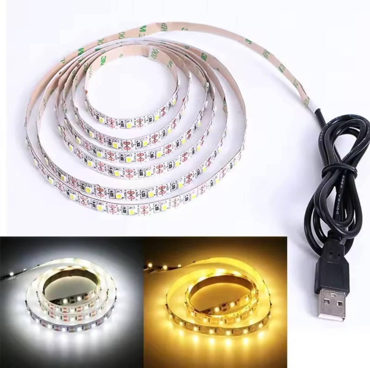 USB 5V LED Light Strips SMD2835 1M 2M 3M 5M White Warm White LED Strip Lights