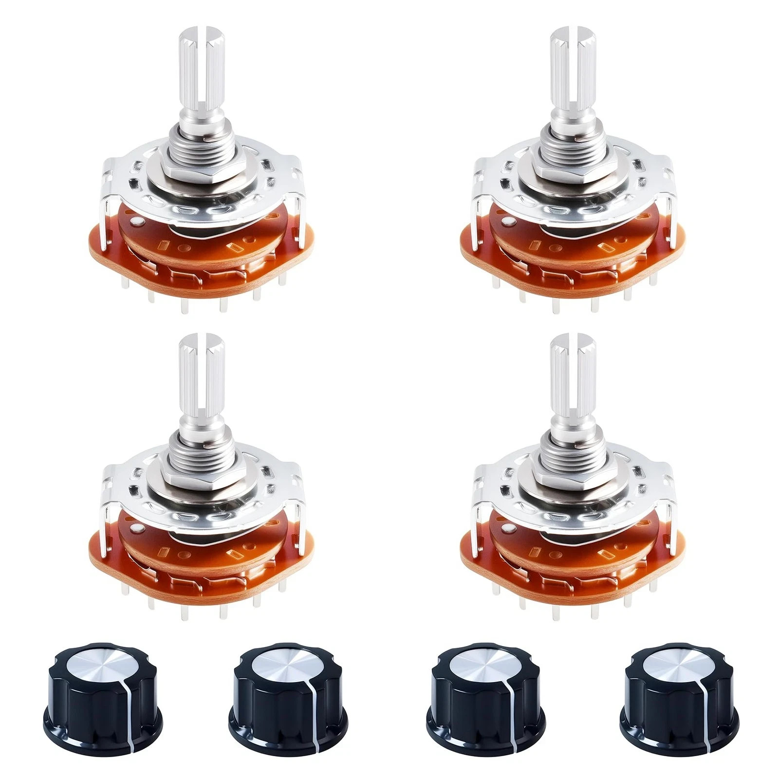 4pcs RS25 Rotary Band Switch 2P6T 2 Pole 6 Position Band Channel Rotary Selector