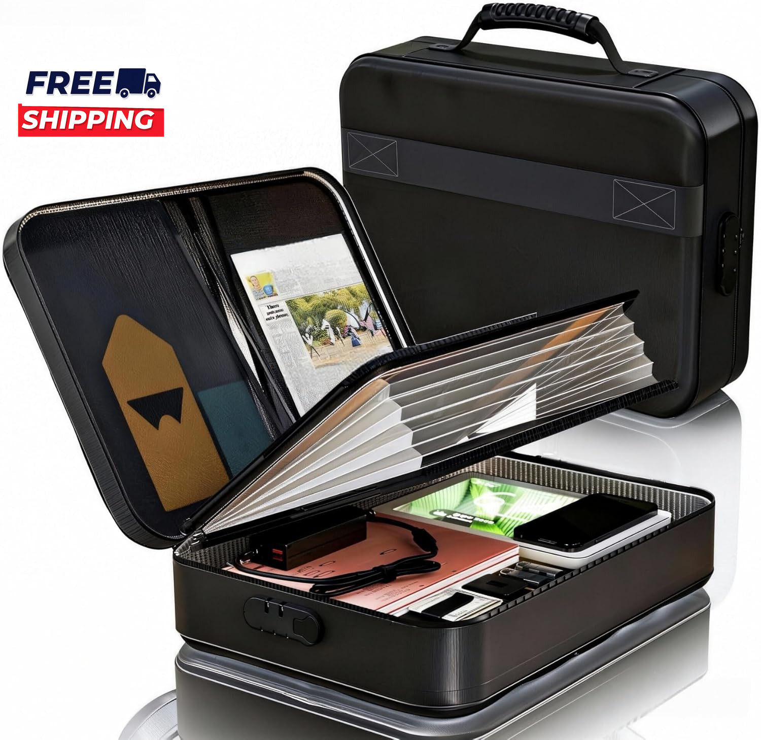 Fireproof Document Box (Soft-Shell) with Lock & Waterproof Zipper  5200°F Safe