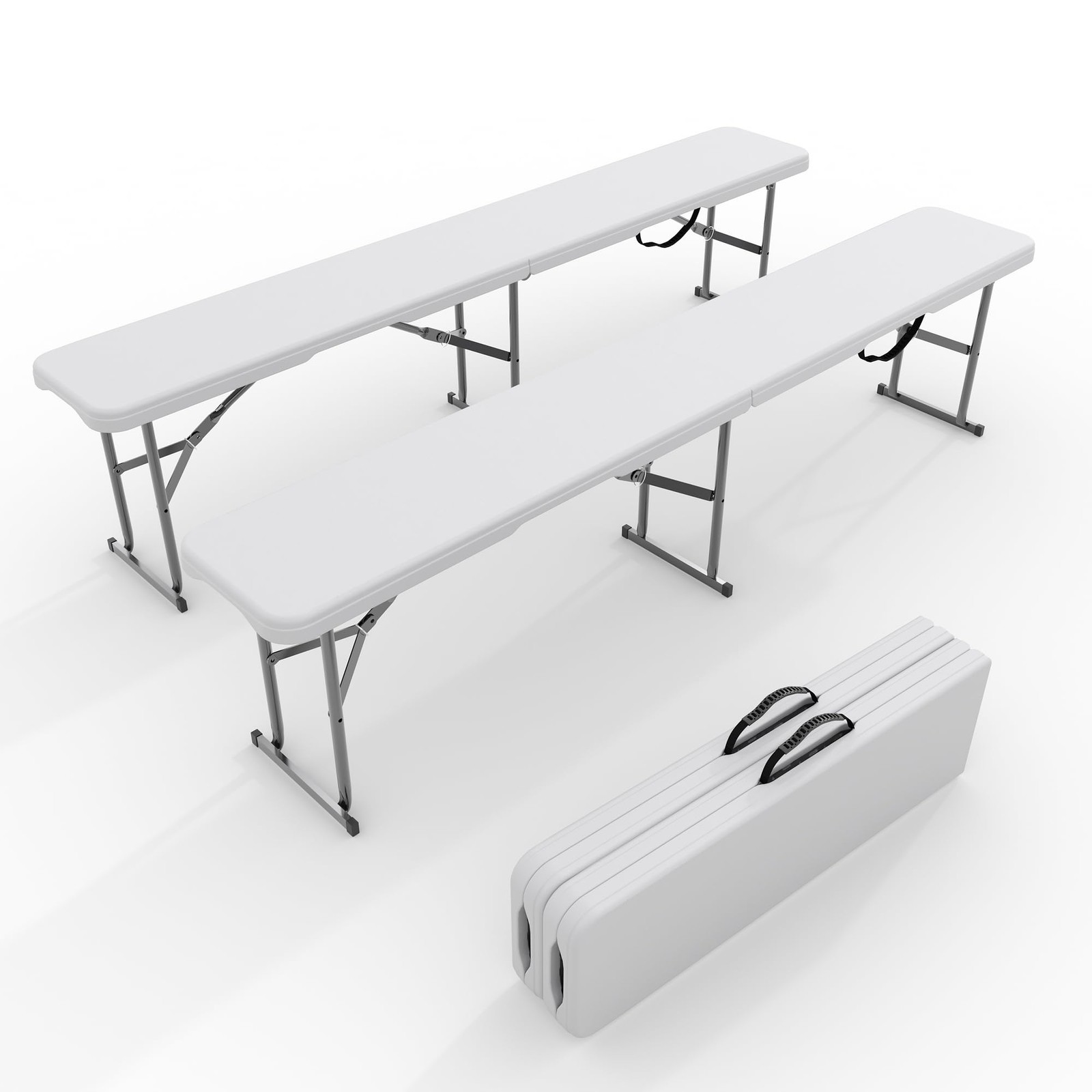 Portable Heavy-Duty Folding Outdoor Bench 6FT, 2-Pack Collapsible HDPE Seating