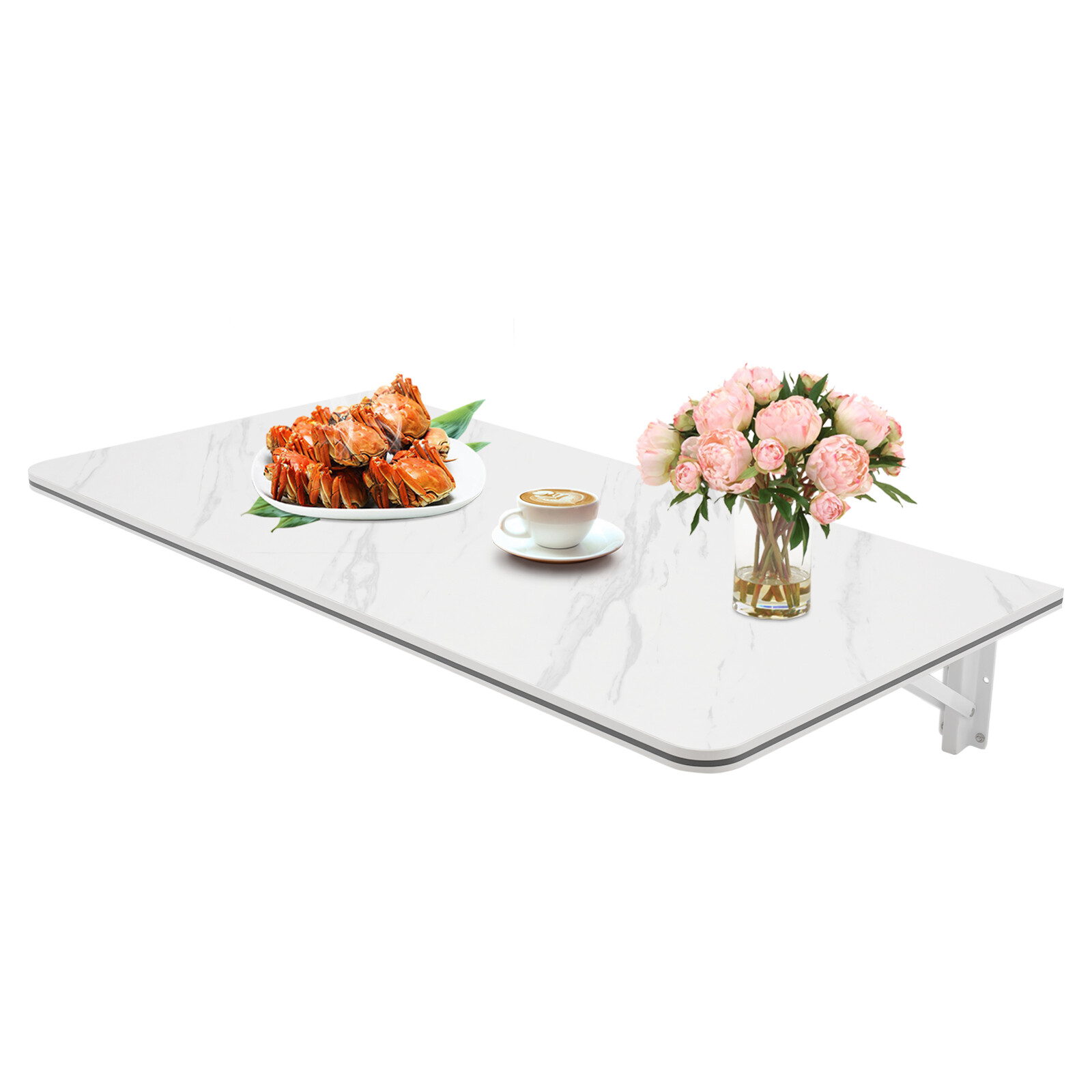 Modern Folding Wall Desk Wall-mounted Folding Table Foldable Table Indoor White