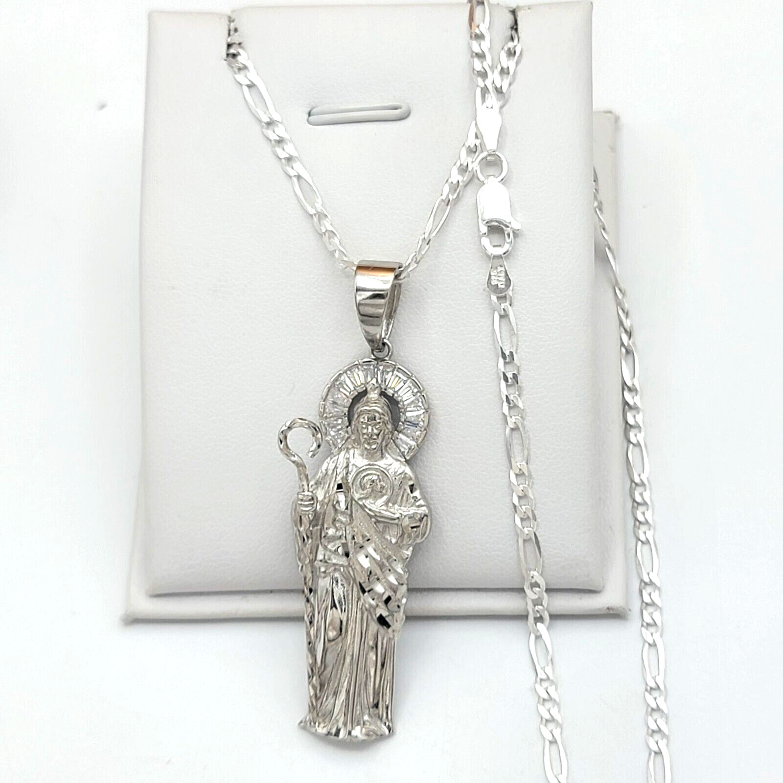 925 Solid Sterling Silver Saint Jude Pendant (Optional Chain) San Judas