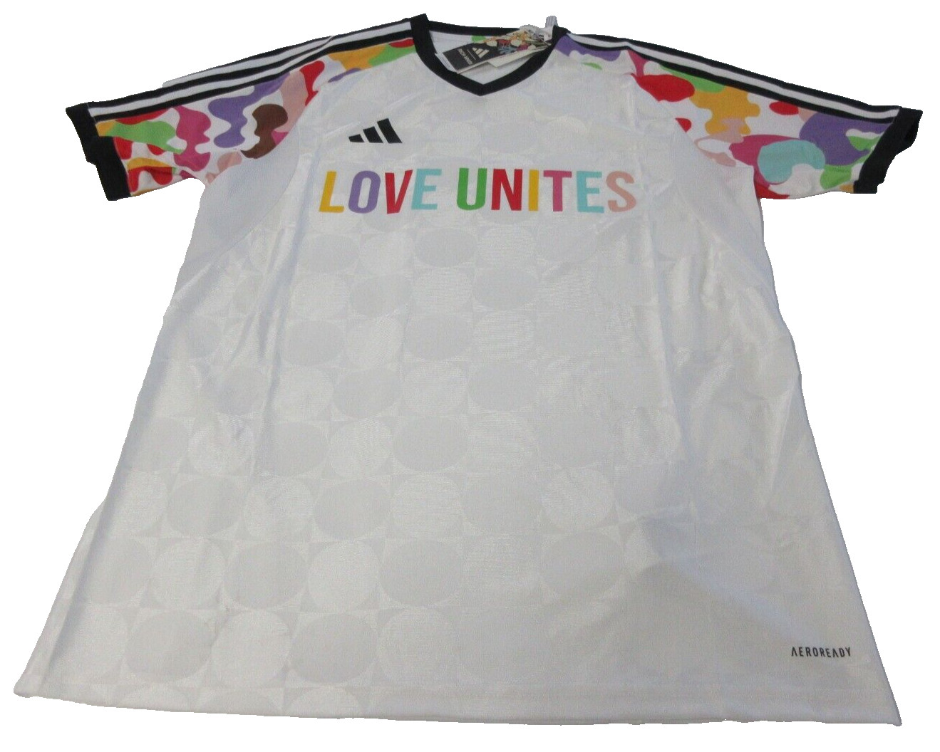 Adidas Rich Mnisi HY5899 Unisex Tiro Pride Soccer White Slim Fit Jersey Size L