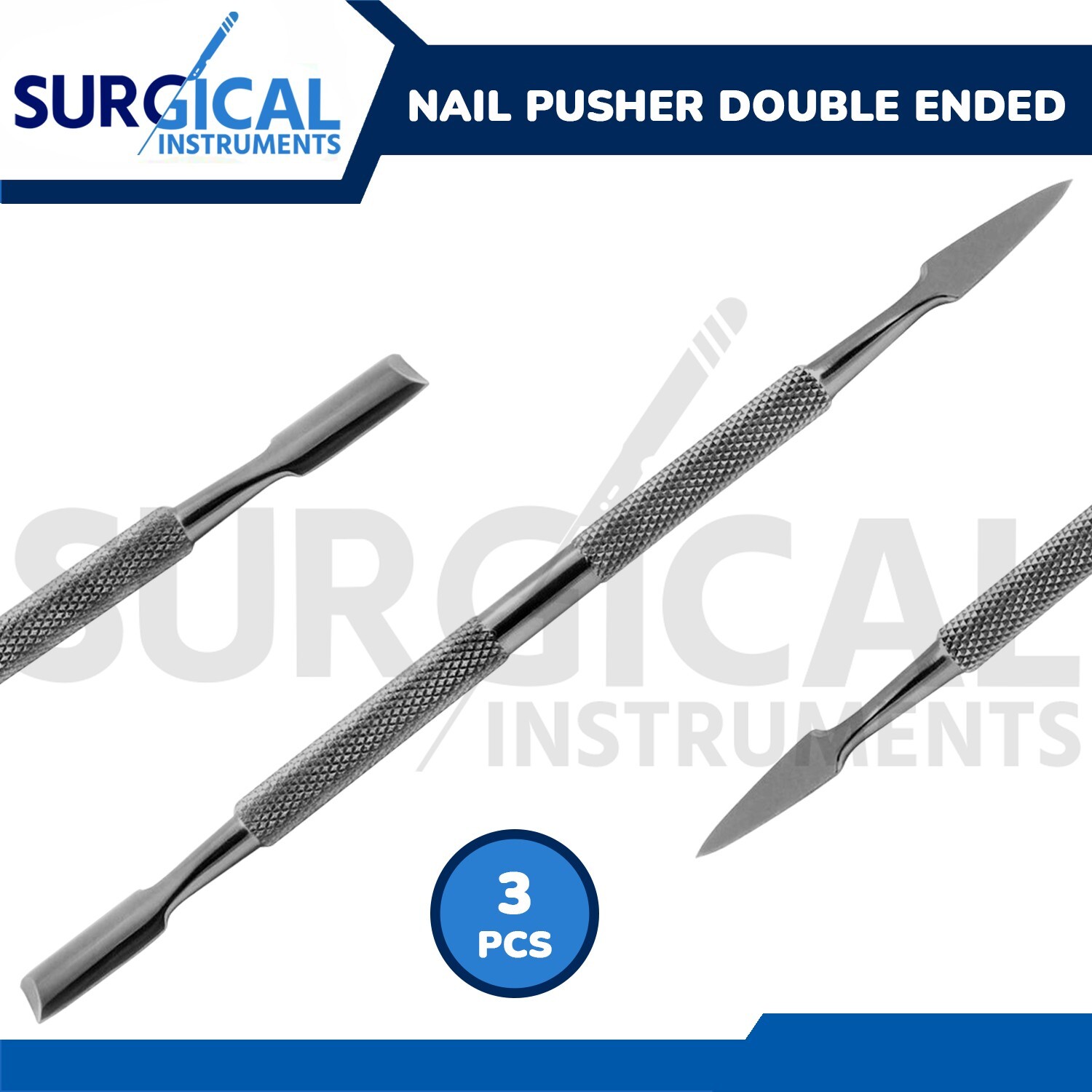 3 Pcs Nail Pusher Double Ended Stainless Steel Manicure Salon German Gr AE-1273