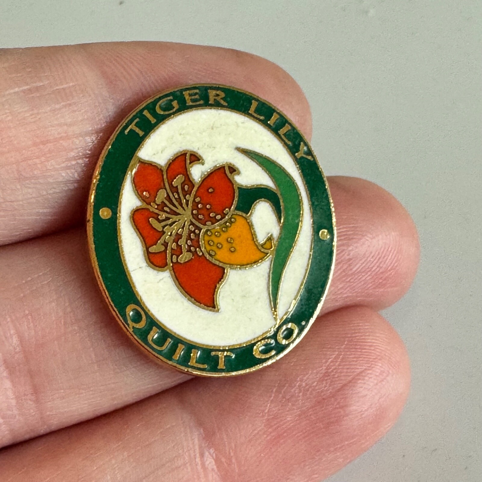 Vintage Tiger Lily Quilt Co. Pin – Quilting Club or Fabric Brand Logo