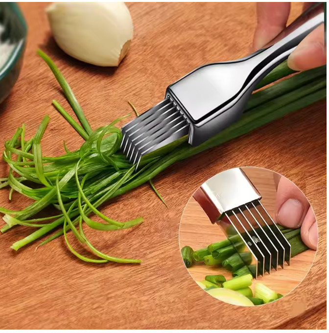 Kitchen Herb Scissors Stainless Steel Green Onion Chopper Curved Handle Cutter