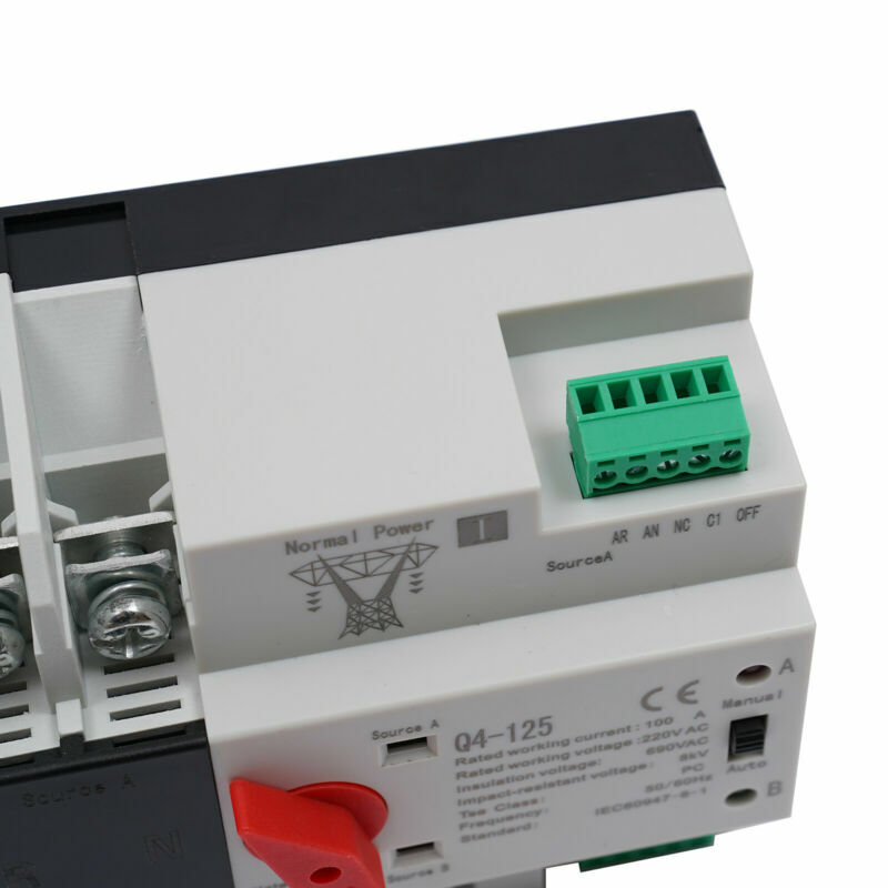 2P 100A Dual Power Automatic Transfer Switch Generator Changeover Switch 220V