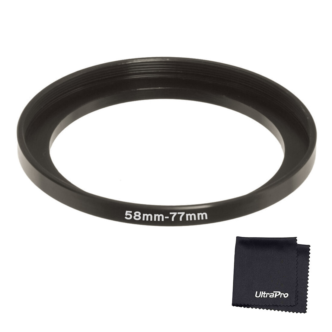 58-77mm Step-Up SLR Lens Metal Adapter Ring with UltraPro Microfiber Cloth