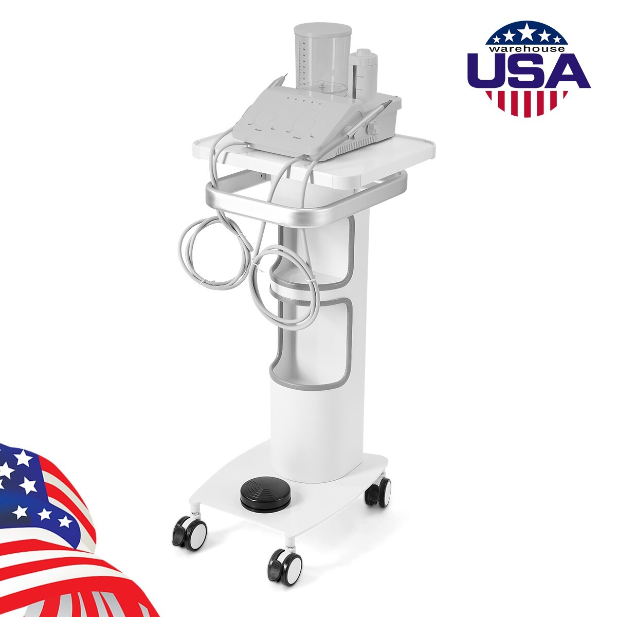 Dental Multi-Function Trolley Cart -Compact 360° LOCKABLE WHEELS built-in plug