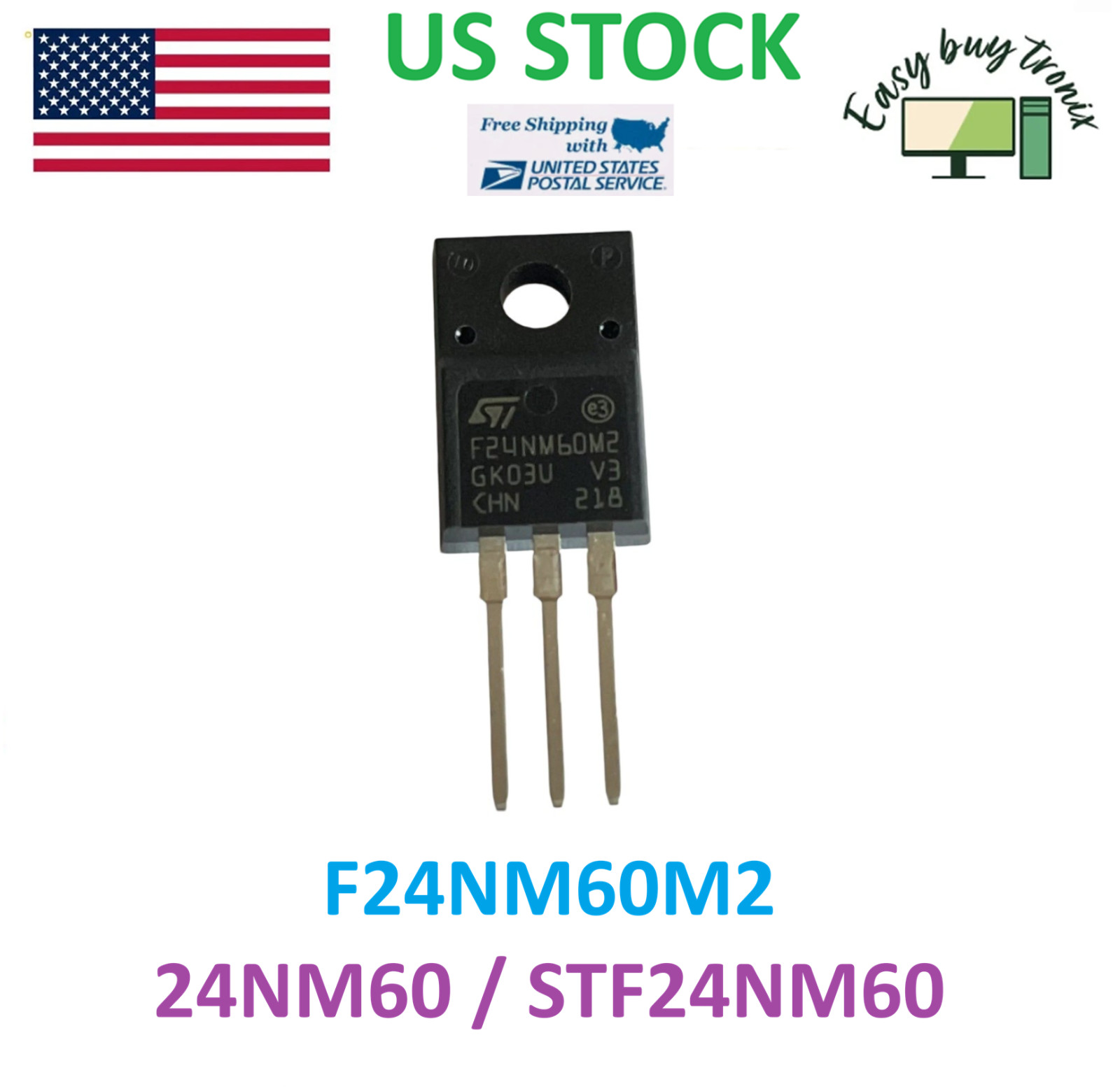 2Pcs F24NM60M2 TO-220F F24NM60N TO220F 24NM60 STF24NM60