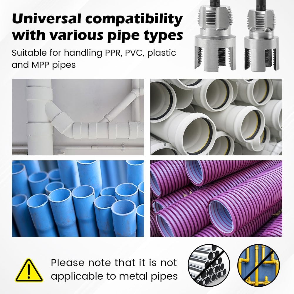 Integrated Internal & External Pipe Threading Tool Steel PVC Pipe Threader Kit~