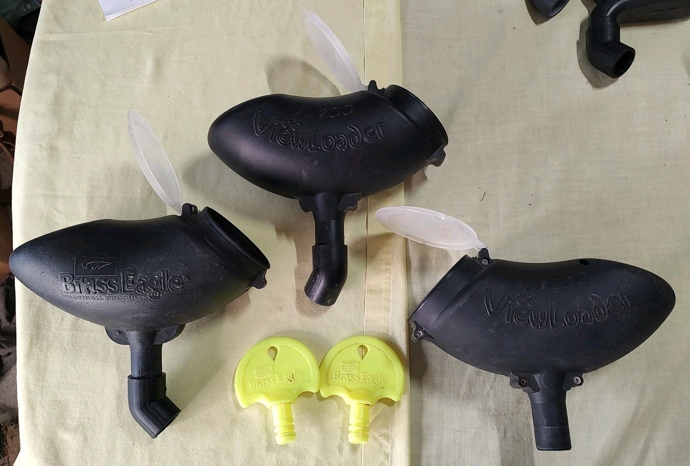 2) Viewloader View Loader VL200 1) Brass Eagle Paintball Hopper Loader FlipTop