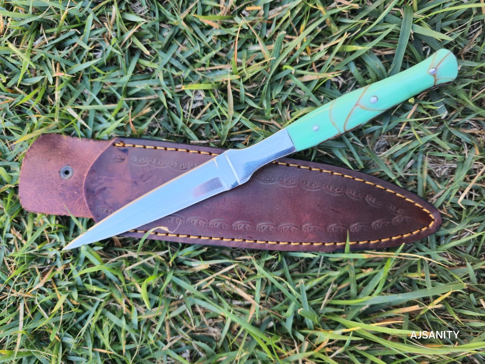 Handmade Forged Steel Double Edge Dagger Hunting Knife -Throwing