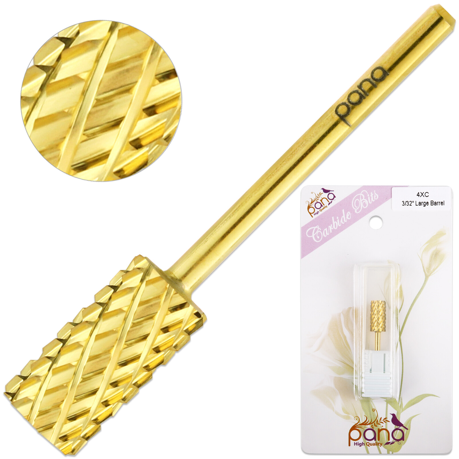Professional Gold Large Barrel Nail Drill Bit 4X Coarse Grit