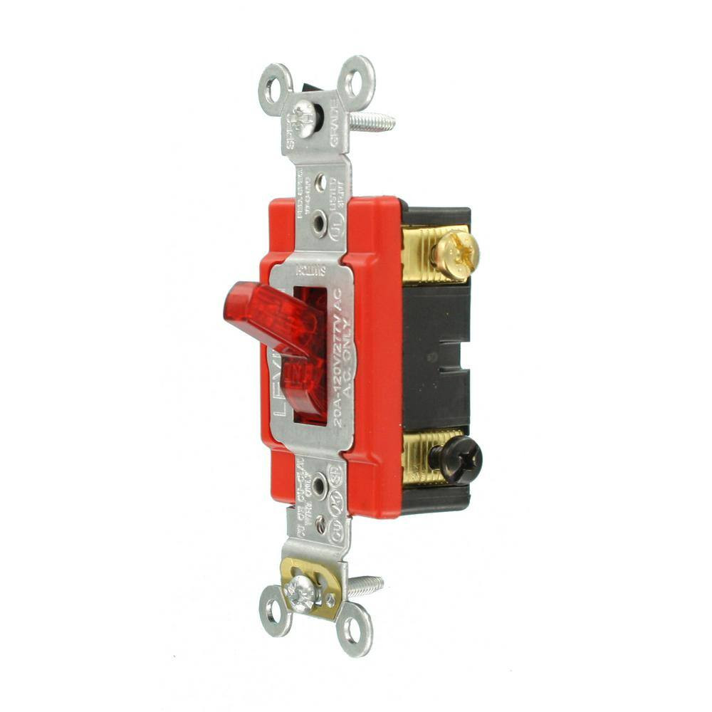 20 Amp Industrial Grade Heavy Duty Single-Pole Pilot Light Toggle Switch, Red 12