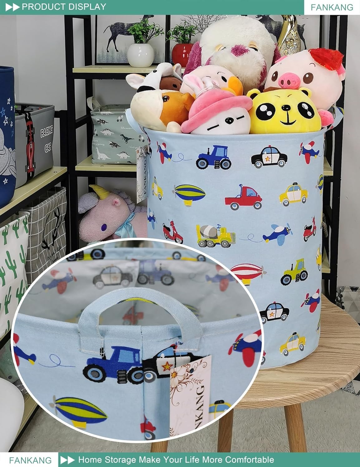 Storage Bin Foldable Nursery Organizer Basket Car | Foldable with Waterproof ...
