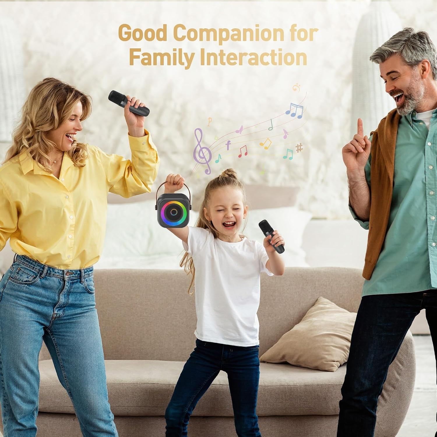 Versatile Mini Karaoke Machine for Family Parties - Bluetooth & Wireless Mics